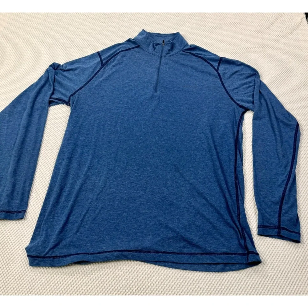 Orvis Men's Large Trout Bum Performance 1/4 Zip Pullover Blue Lightweight